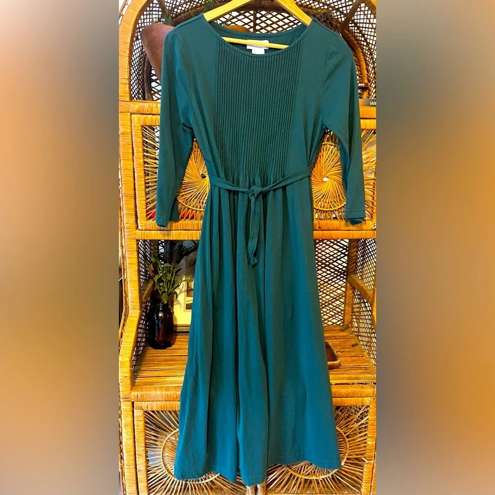 Women’s Teal Midi Dress with Tie Waist